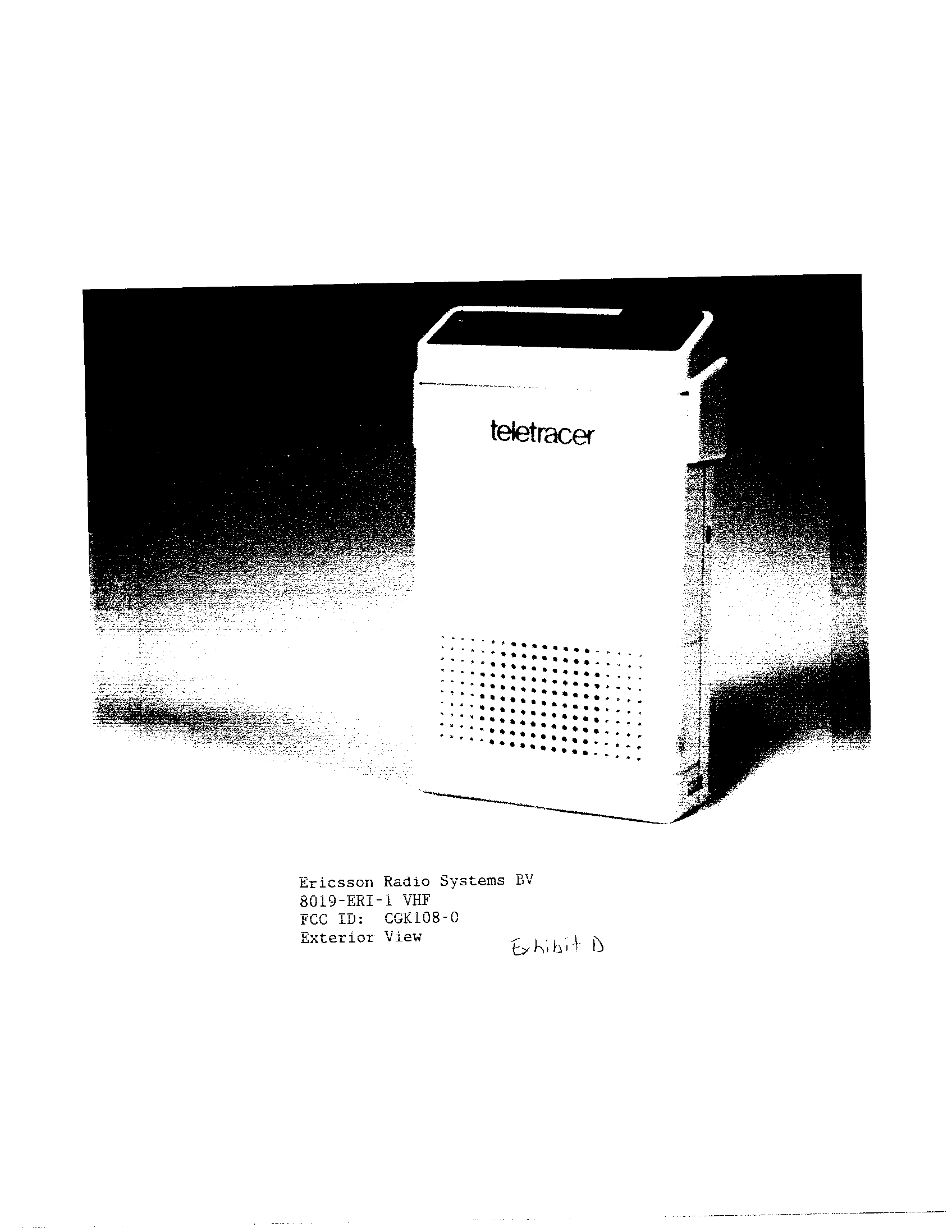 CXX - Communications Rcvr for use w/ licensed Tx and CBs - FCC ID CGK108-0 - Ericsson Radio Systems BV