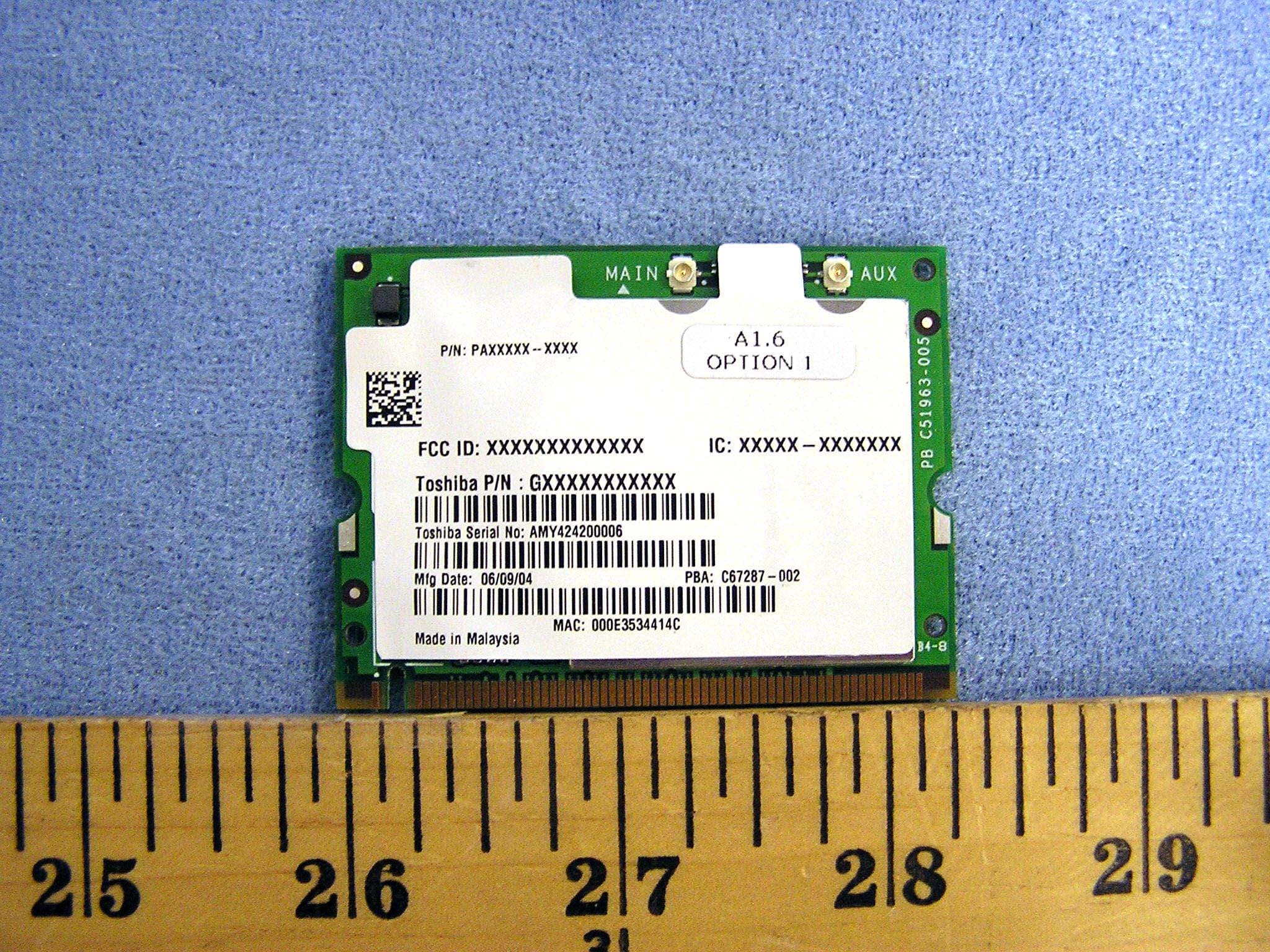 802.11a/b/g  Mini PCI type 3B Card - FCC ID CJ6UPA3375WL - Dynabook Inc.