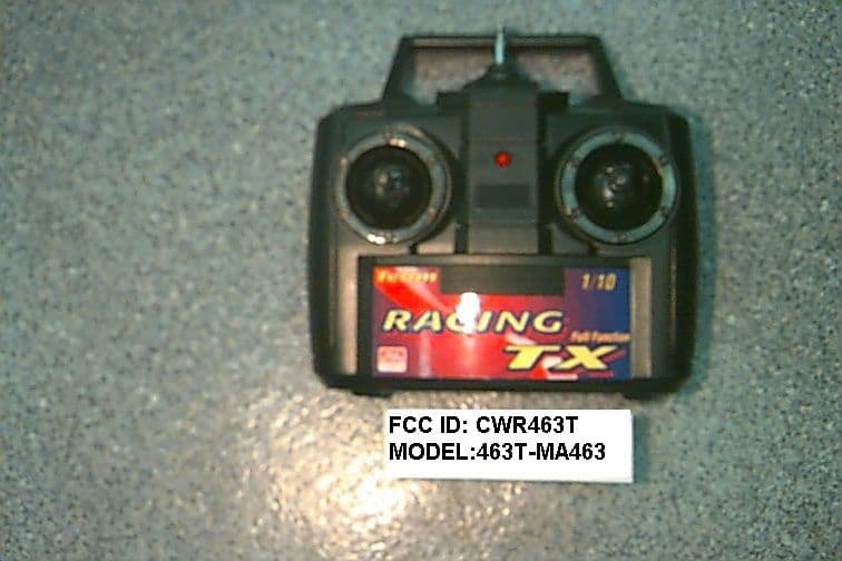 R/C Toy Car Transmitter - FCC ID CWR463T - Mun Ah Plastic Electronic Toys Co Ltd