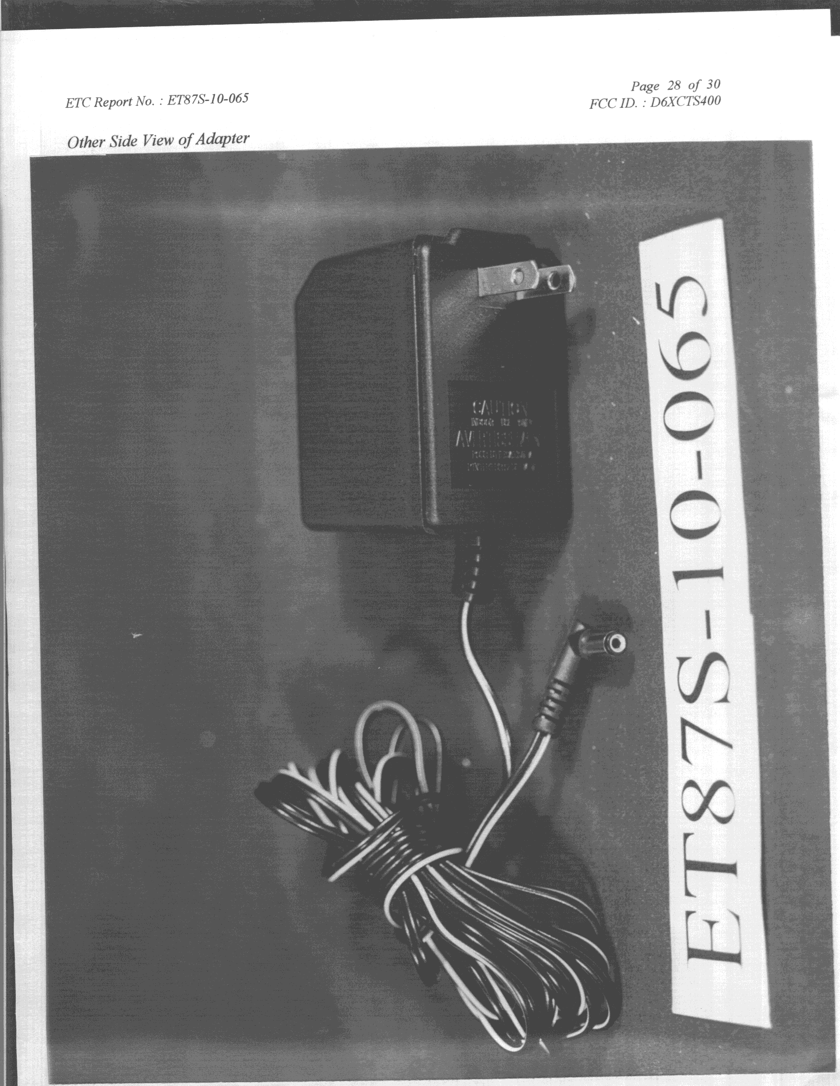 ETS - Part 15 Cordless Telephone System - FCC ID D6XCTS400 - Tecom Co Ltd