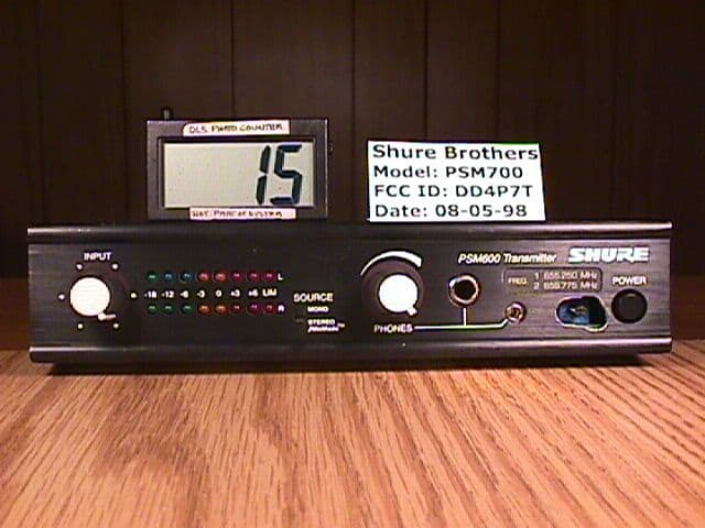 Wireless Personal Stereo Monitor System - FCC ID DD4P7T - Shure Incorporated