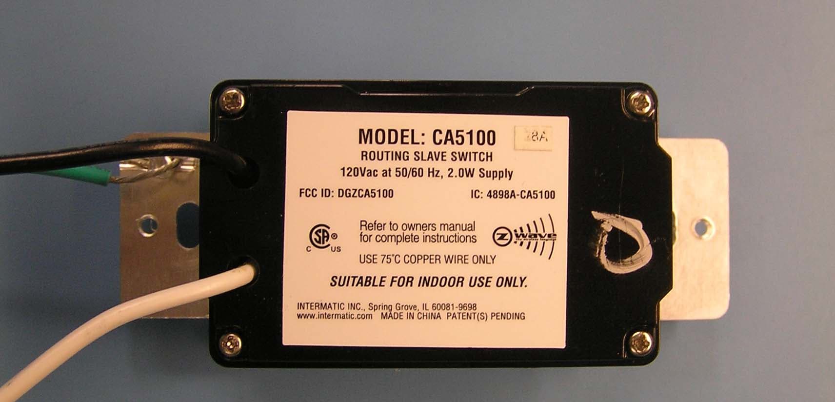 Accessory Wall Switch Controller - FCC ID DGZCA5100 - Intermatic Inc