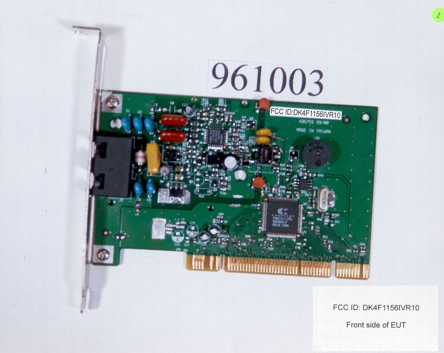 Data Fax Modem - FCC ID DK4F1156IVR10 - GVC Corporation