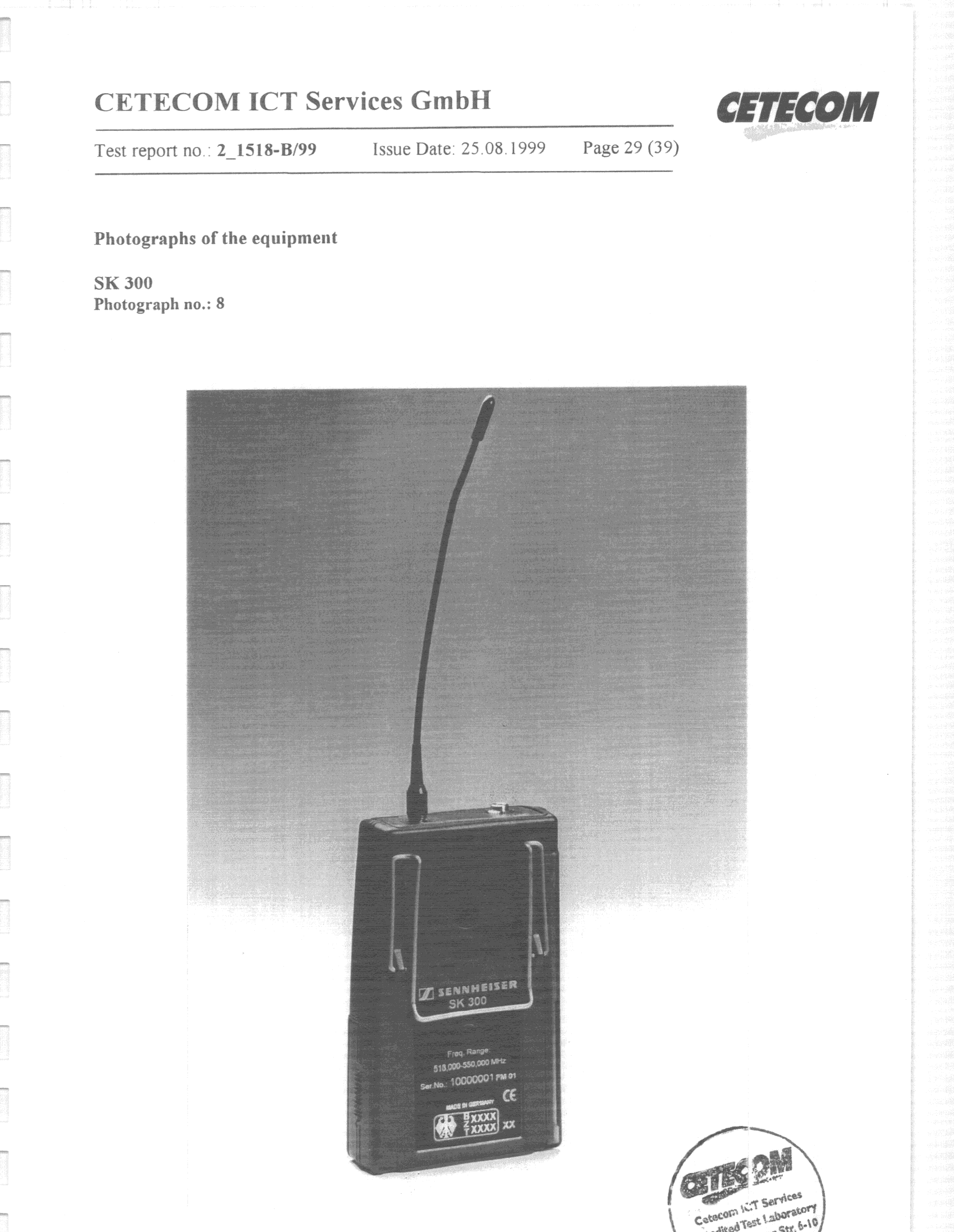 TNT - Licensed Non-Broadcast Transmitter Worn on Body - FCC ID DMOB1EURH - Sennheiser Electronic Corp (1)
