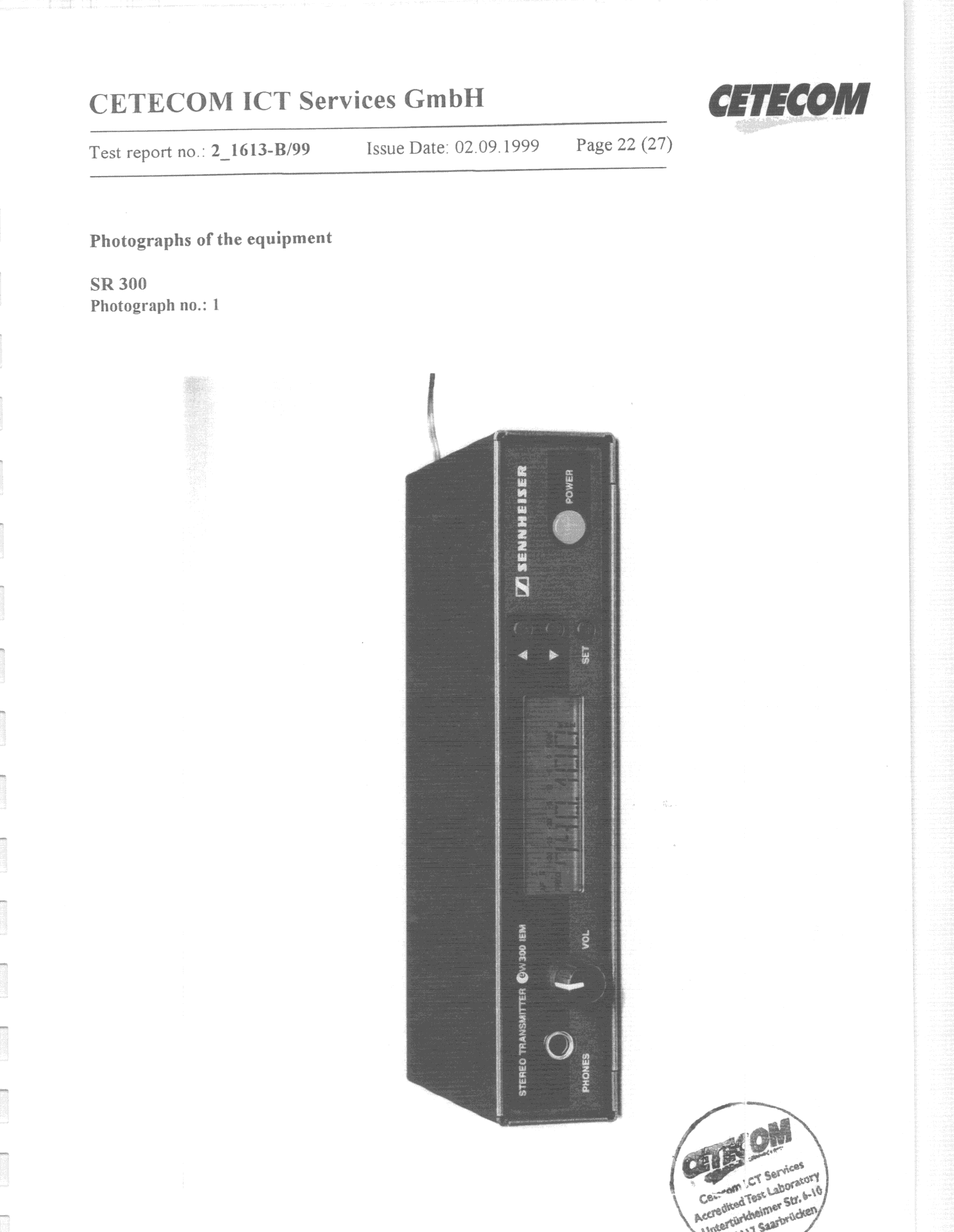 TNB - Licensed Non-Broadcast Station Transmitter - FCC ID DMOF1EURH - Sennheiser Electronic Corp (2)