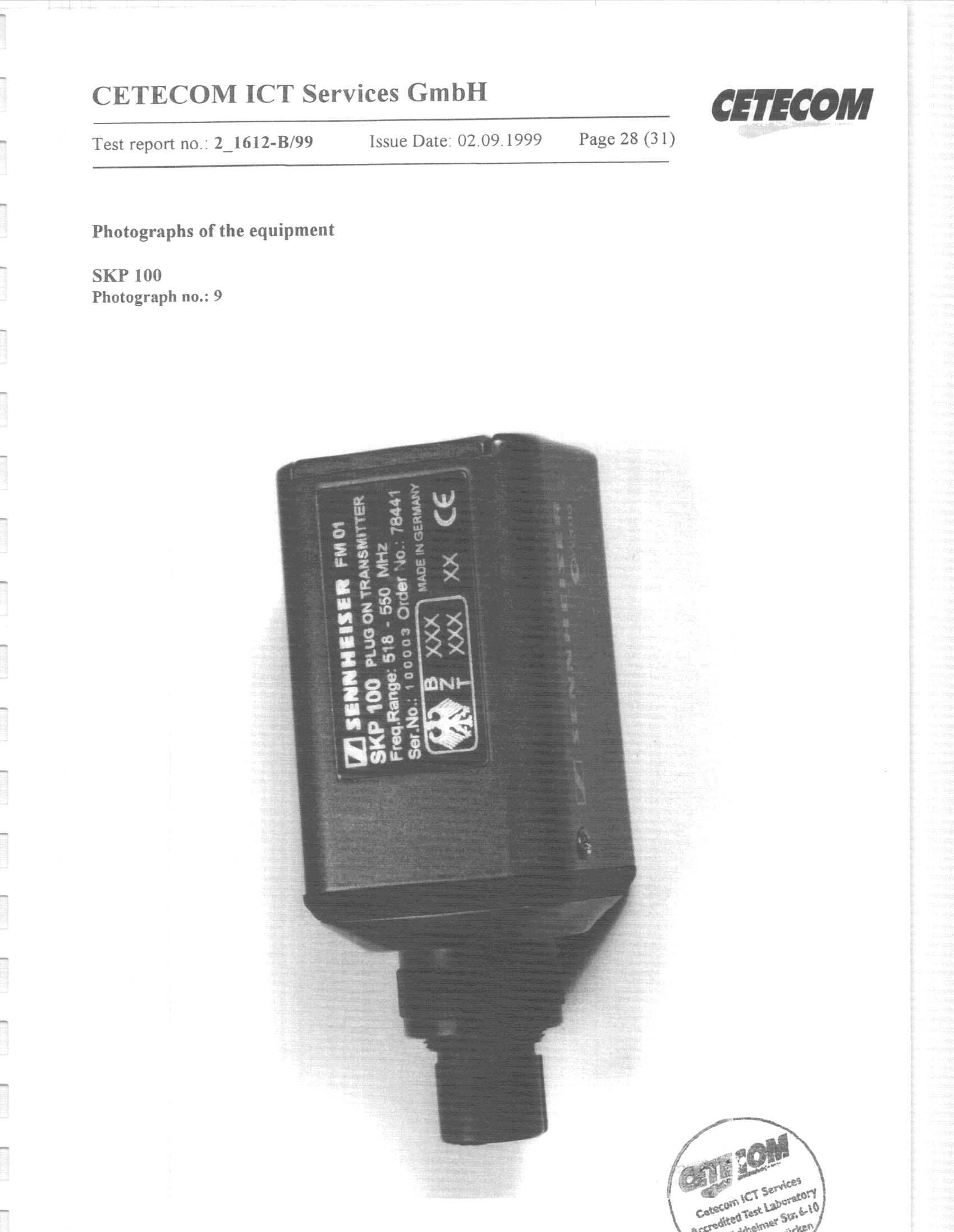 TNF - Licensed Non-Broadcast Transmitter Held to Face - FCC ID DMOP1EURH - Sennheiser Electronic Corp (2)