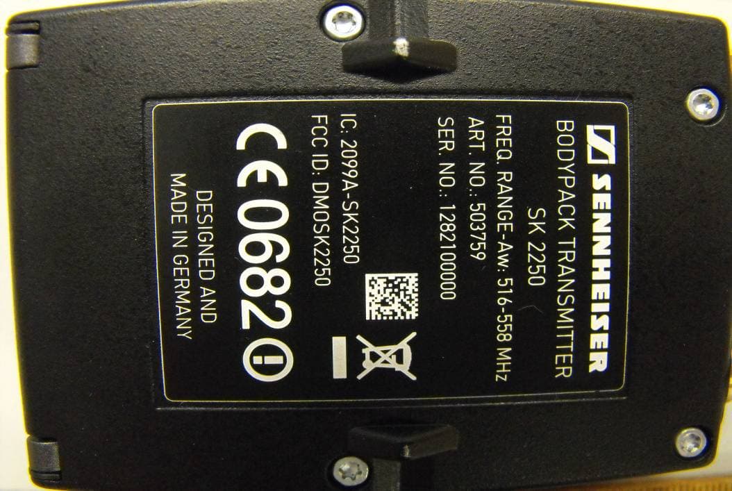 Bodypack Transmitter - FCC ID DMOSK2250 - Sennheiser Electronic Corp
