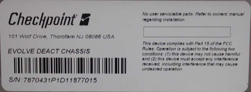 ELECTRONIC ARTICLE SURVEILLANCE DEACTIVATION SYSTE - FCC ID DO4CP11 - Checkpoint Systems Inc (5)