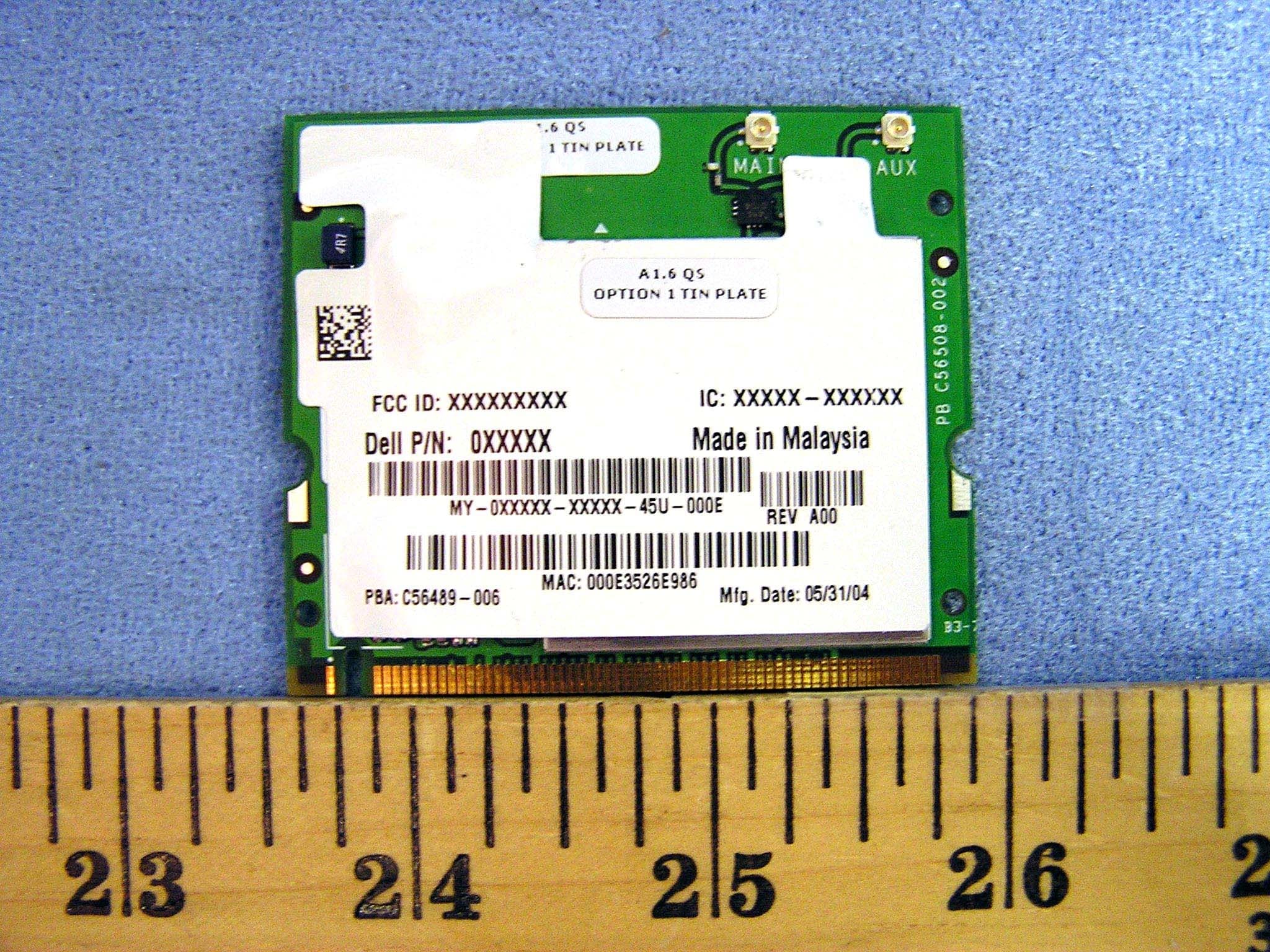 802.11a/b/g  Mini PCI type 3B Card - FCC ID E2K5HCKT - Dell Inc.
