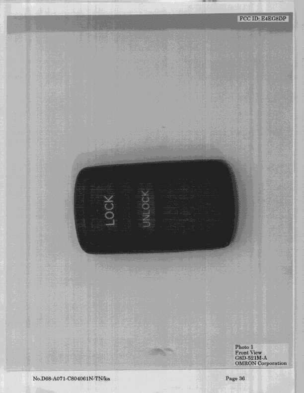 Auto Security System Transmitter - FCC ID E4EG8DP - Omron Corporation (3)