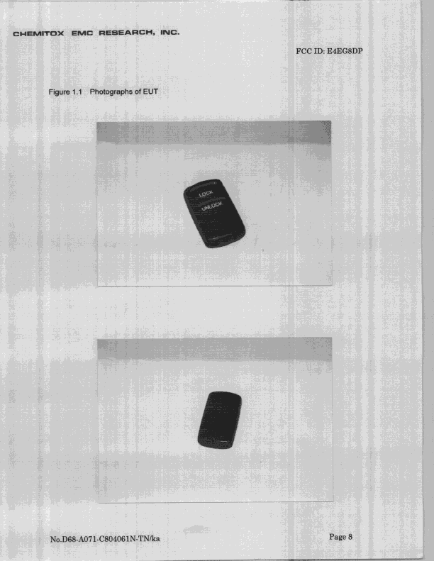 Auto Security System Transmitter - FCC ID E4EG8DP - Omron Corporation (2)