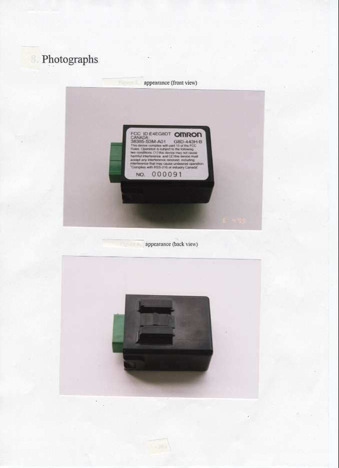 Keyless Entry Sytem Receiver - FCC ID E4EG8DT - Omron Corporation