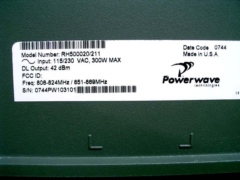Wideband Radio Head - FCC ID E675JS0096 - Powerwave Technologies Inc
