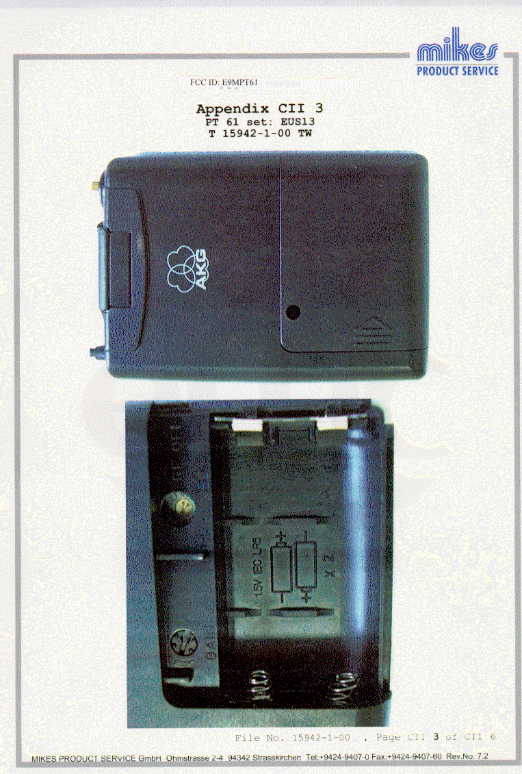 TBT - Licensed Broadcast Transmitter Worn on Body - FCC ID E9MPT61 - AKG Acoustics US (5)