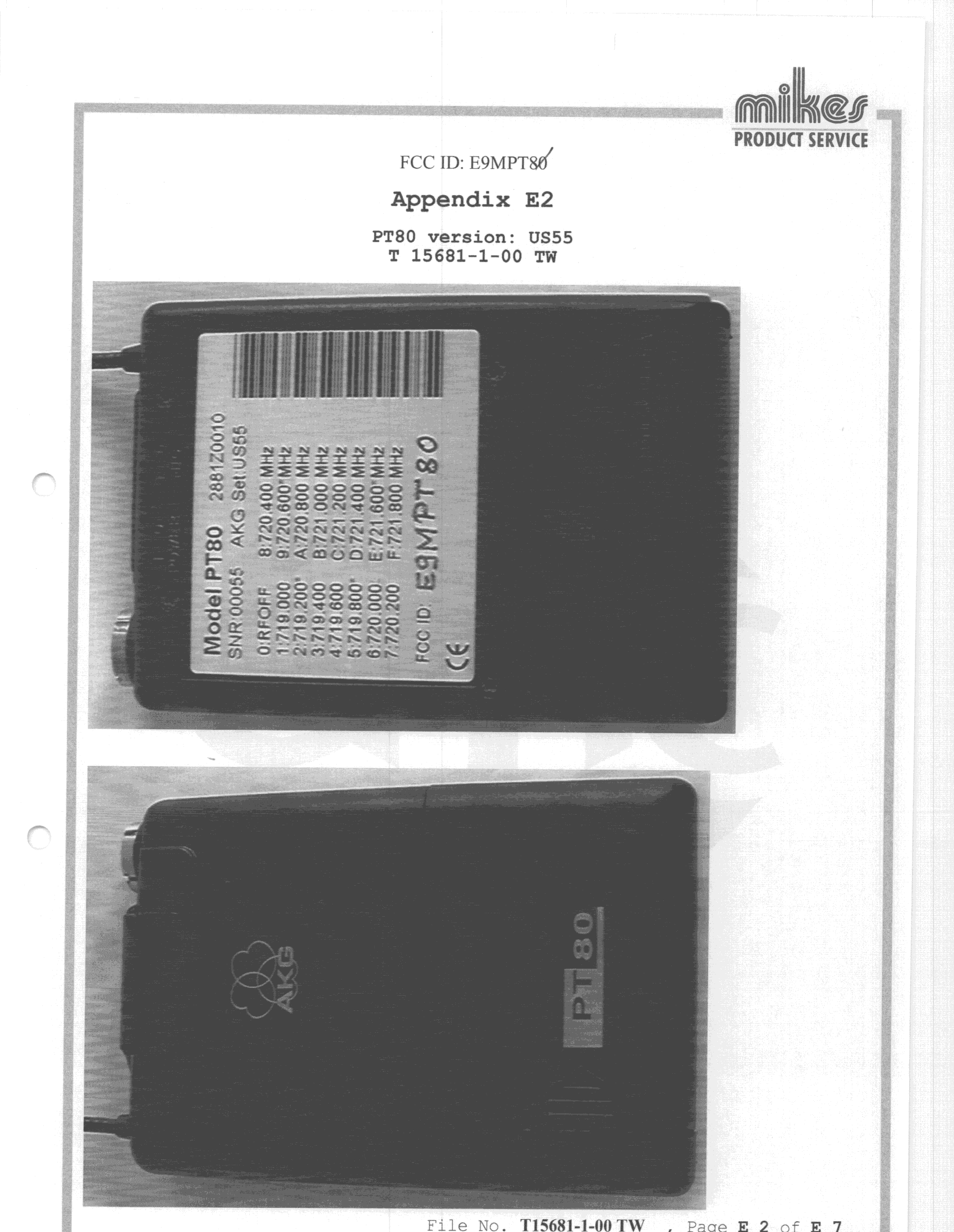 TBT - Licensed Broadcast Transmitter Worn on Body - FCC ID E9MPT80 - AKG Acoustics US (2)