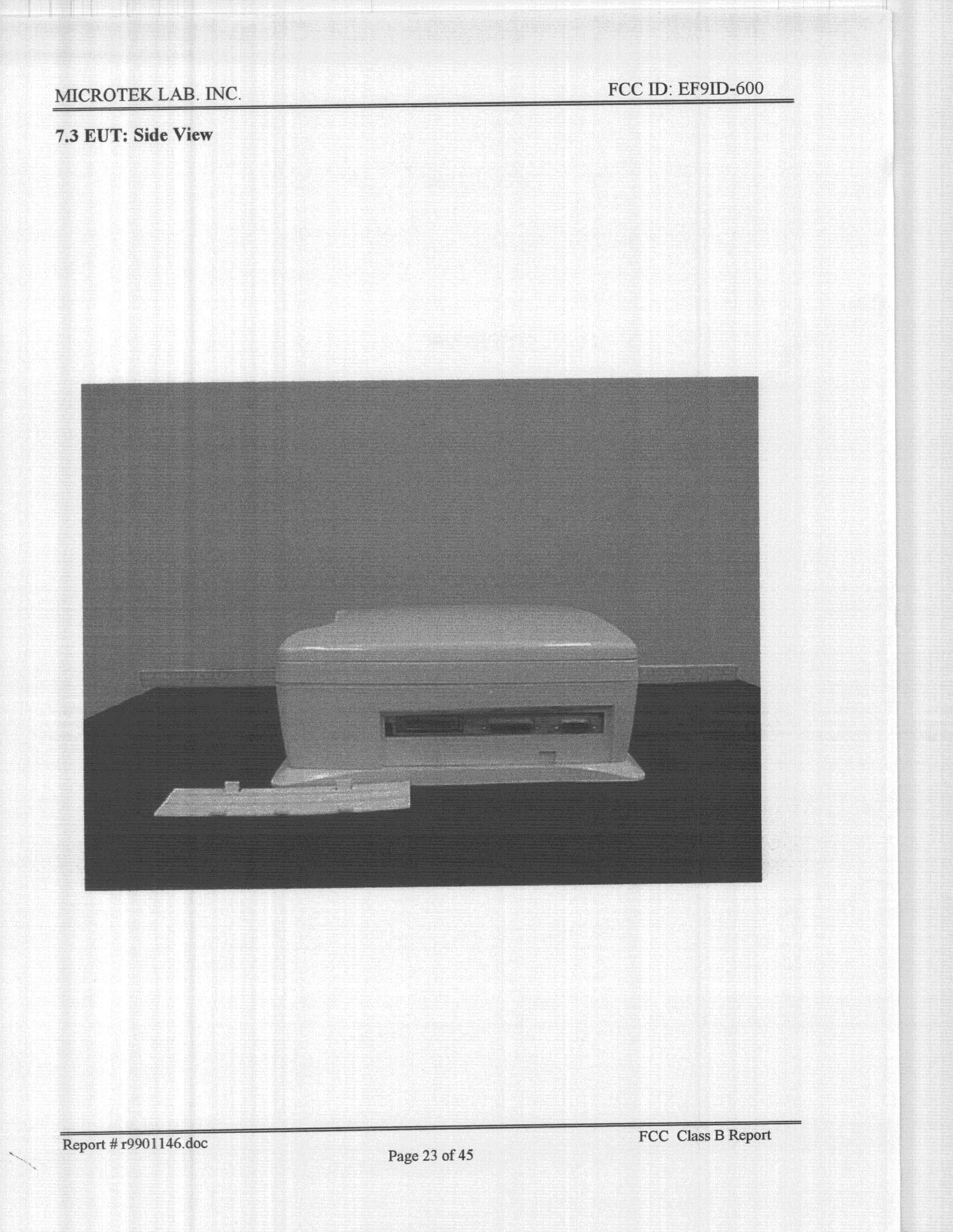 JBP - Part 15 Class B Computing Device Peripheral - FCC ID EF9ID-600 - Microtek International Inc