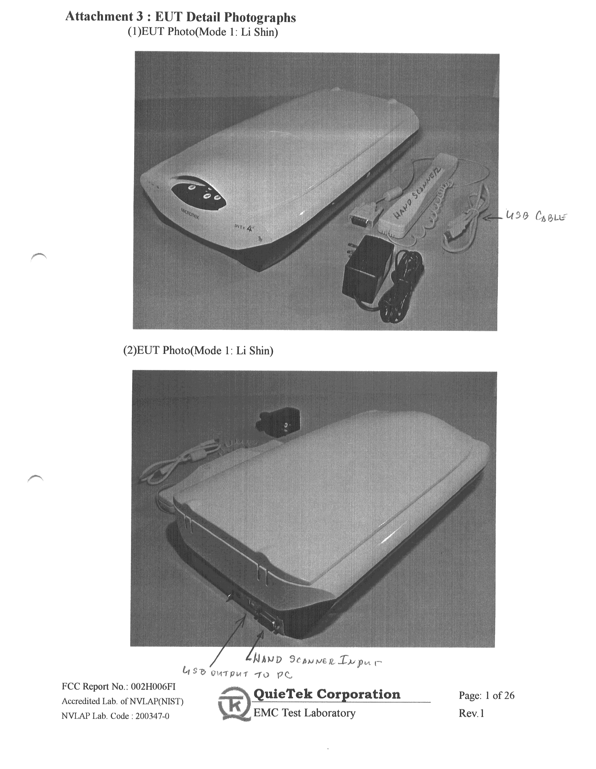 USB Scanner - FCC ID EF9MRS-1200G6U-2 - Microtek International Inc