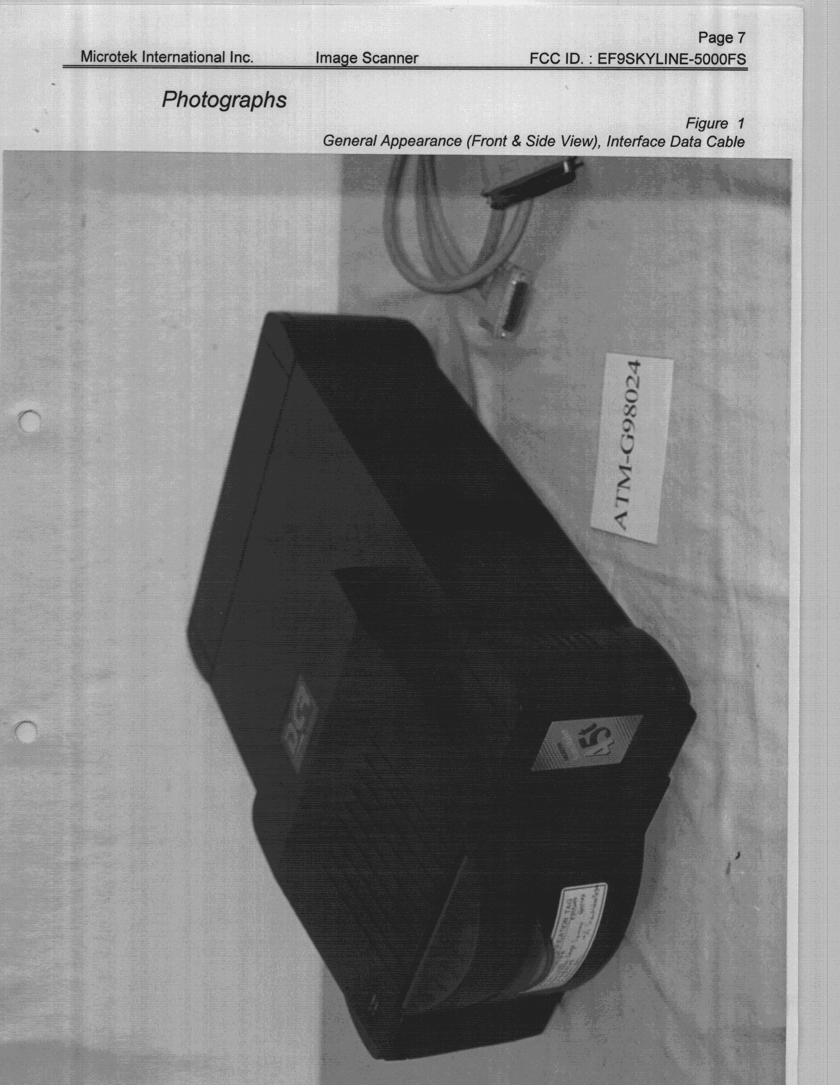 JBP - Part 15 Class B Computing Device Peripheral - FCC ID EF9SKYLINE-5000FS - Microtek International Inc
