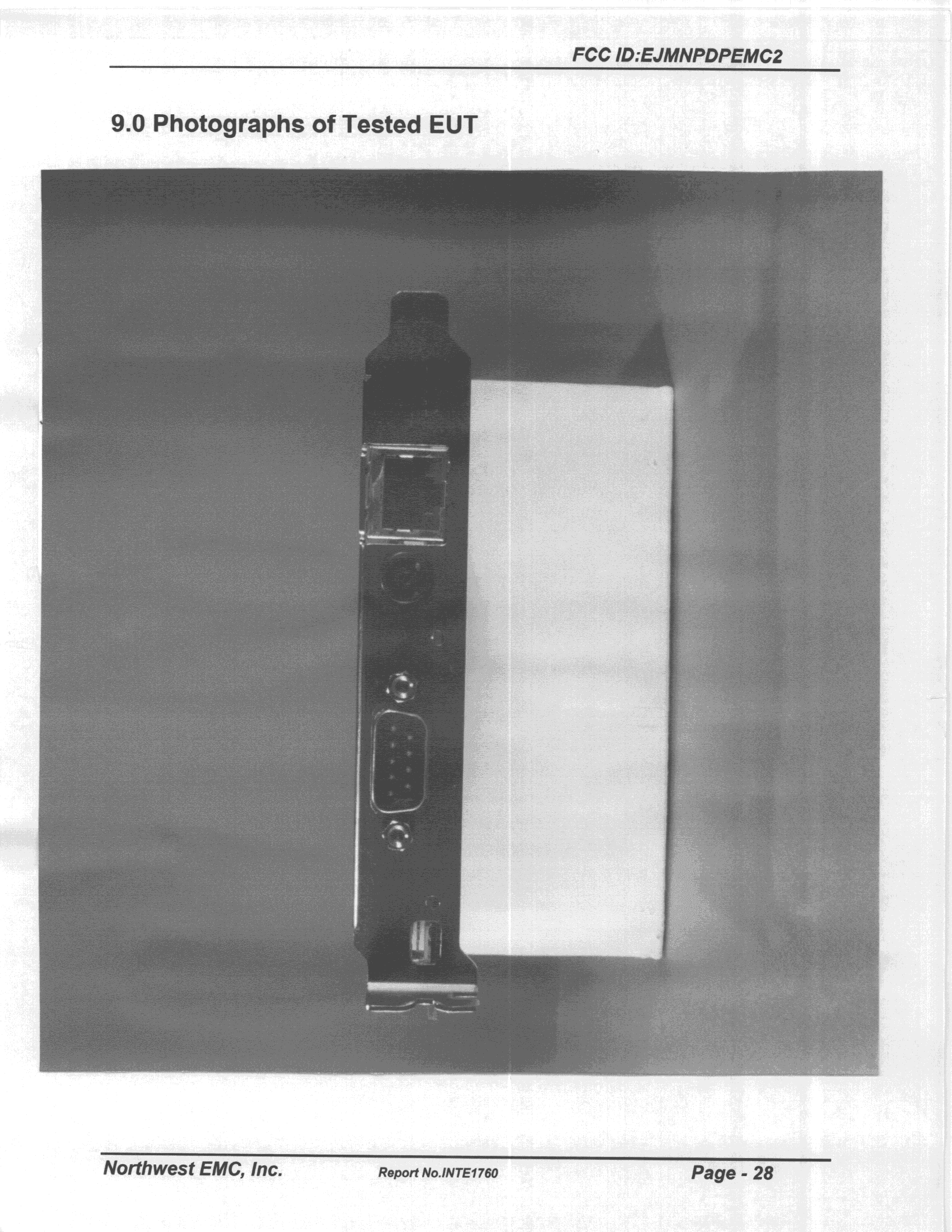 JBP - Part 15 Class B Computing Device Peripheral - FCC ID EJMNPDPEMC2 - Intel Corporation