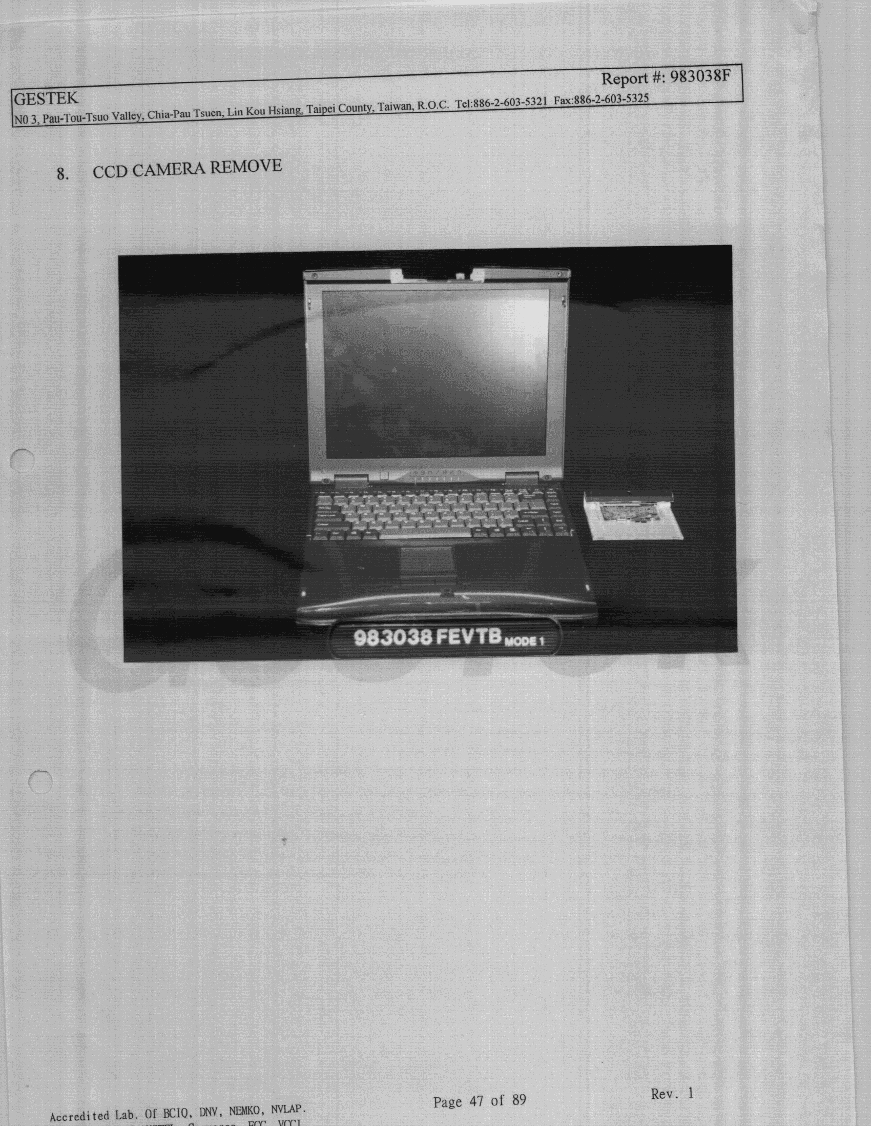 JBC - Part 15 Class B Computing Device/Personal Computer - FCC ID EUNDESIGNOTE70 - First International Computer Inc