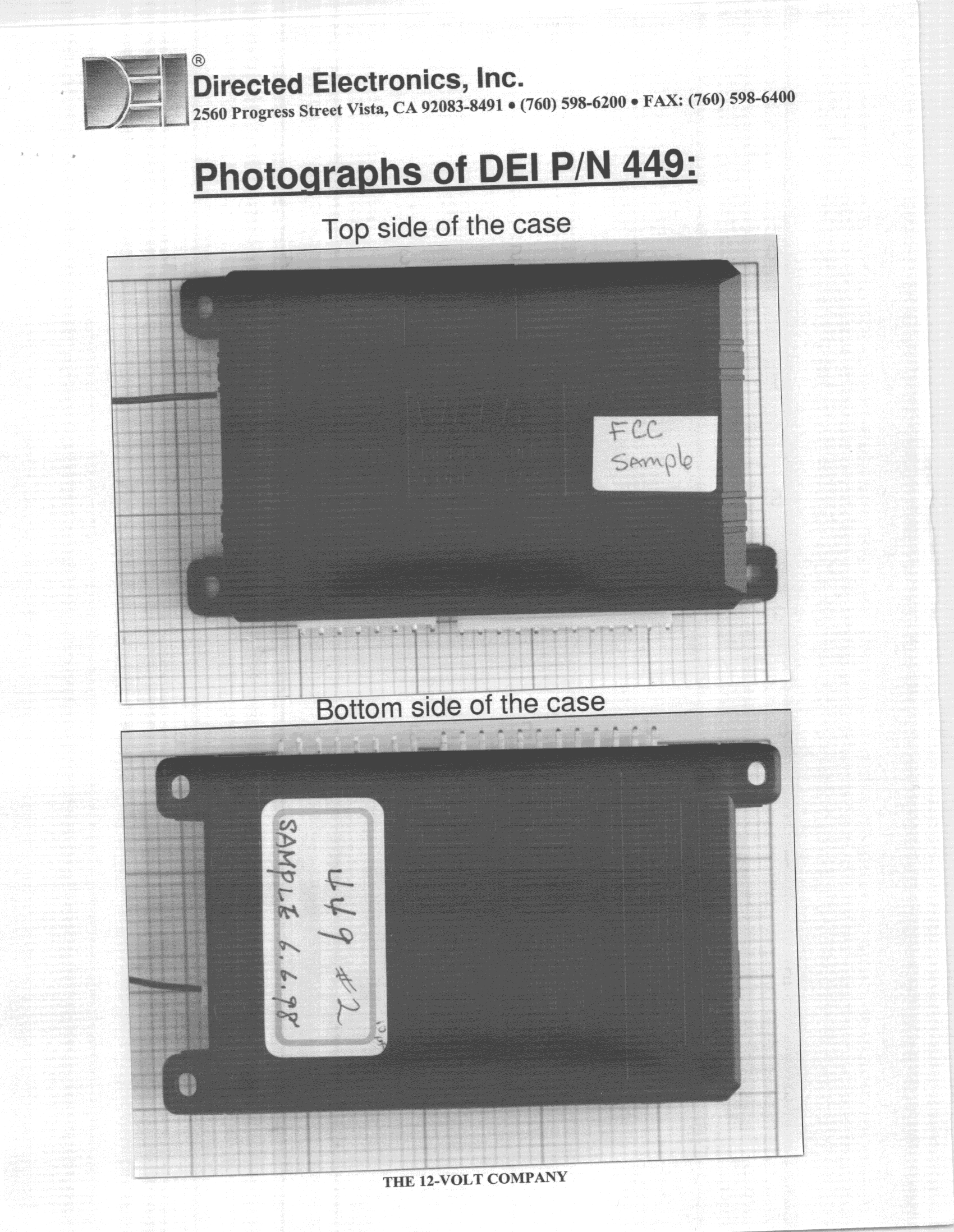 CRR - Superregenerative Receiver - FCC ID EZSDEI449 - Voxx Electronics Corporation