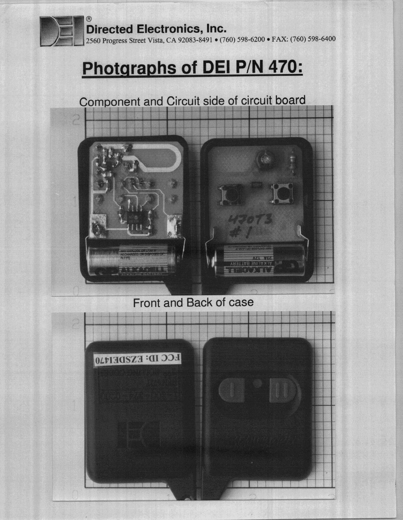 Automotive Security System Transmitter - FCC ID EZSDEI470 - Voxx Electronics Corporation