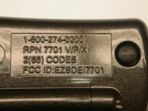 Security/Remote Control Transmitter - FCC ID EZSDEI7701 - Voxx Electronics Corporation