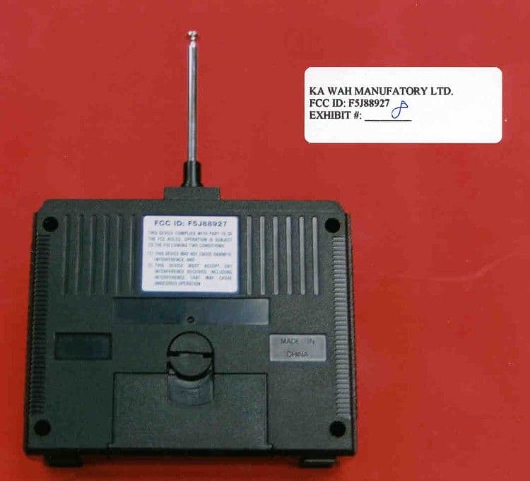DXX - Part 15 Low Power Communication Device Transmitter - FCC ID F5J88927 - Ka Wah Manufactory Limited