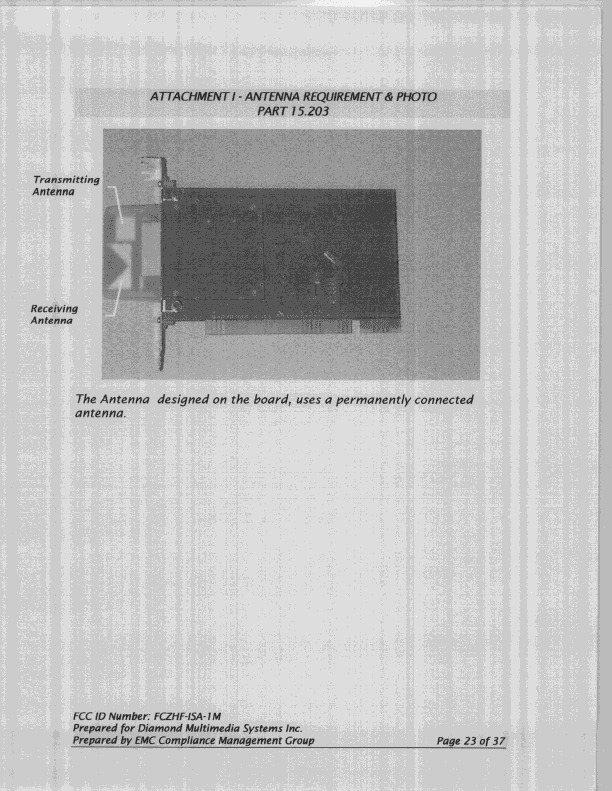 DSS - Part 15 Spread Spectrum Transmitter - FCC ID FCZHF-ISA-1M - Diamond Multimedia Systems Inc (3)