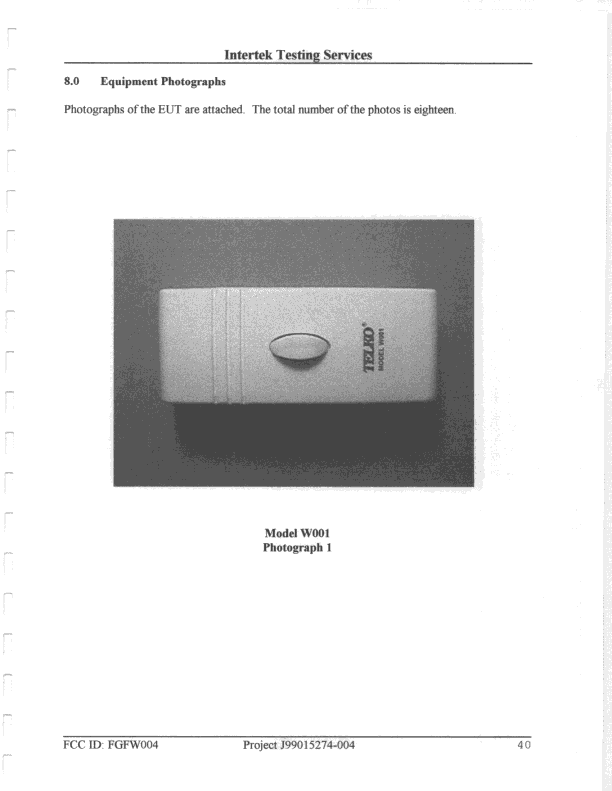 Door Chime TX - FCC ID FGFW004 - Telko Incorporated