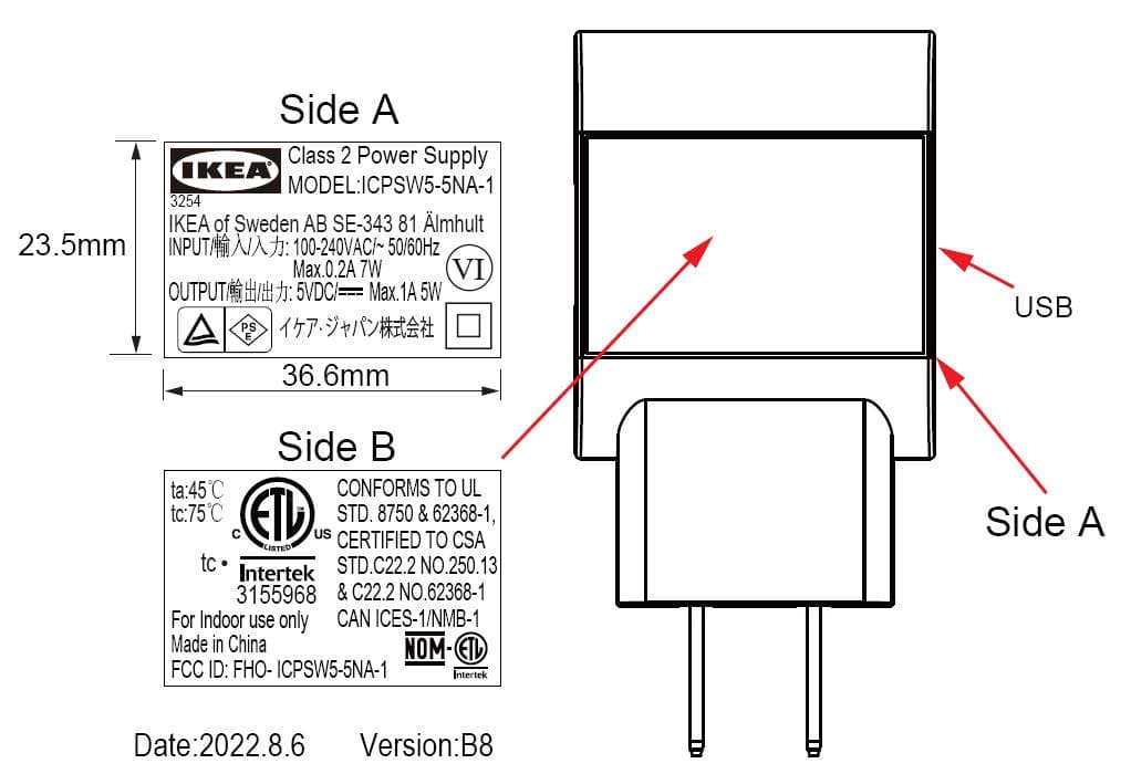 Table standing luminaire with LED - FCC ID FHO-ICPSW5-5NA-1 - IKEA of Sweden AB