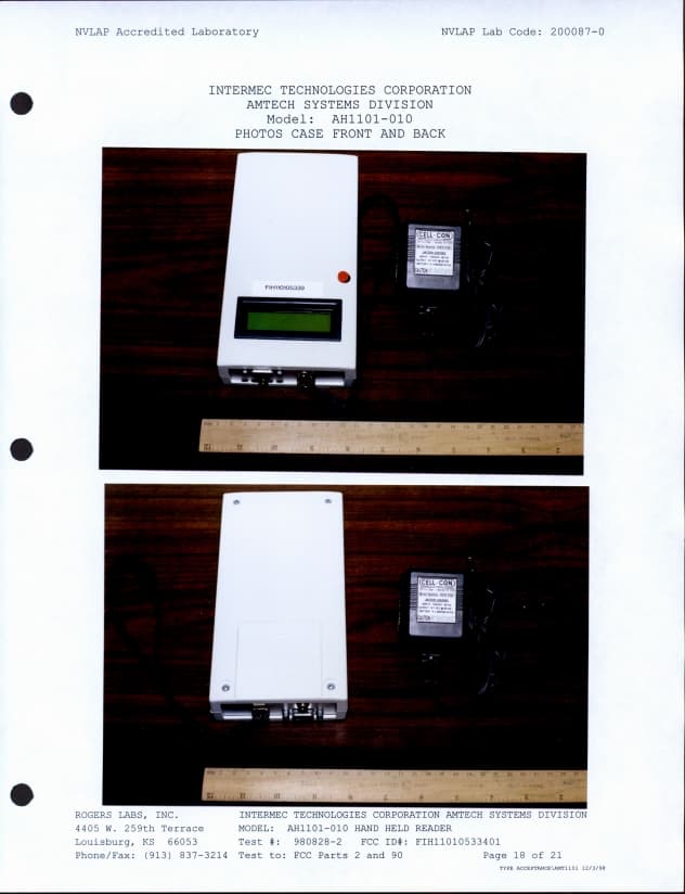 Hand-held Non-multilateration Tag Reader - FCC ID FIH11010533401 - TransCore
