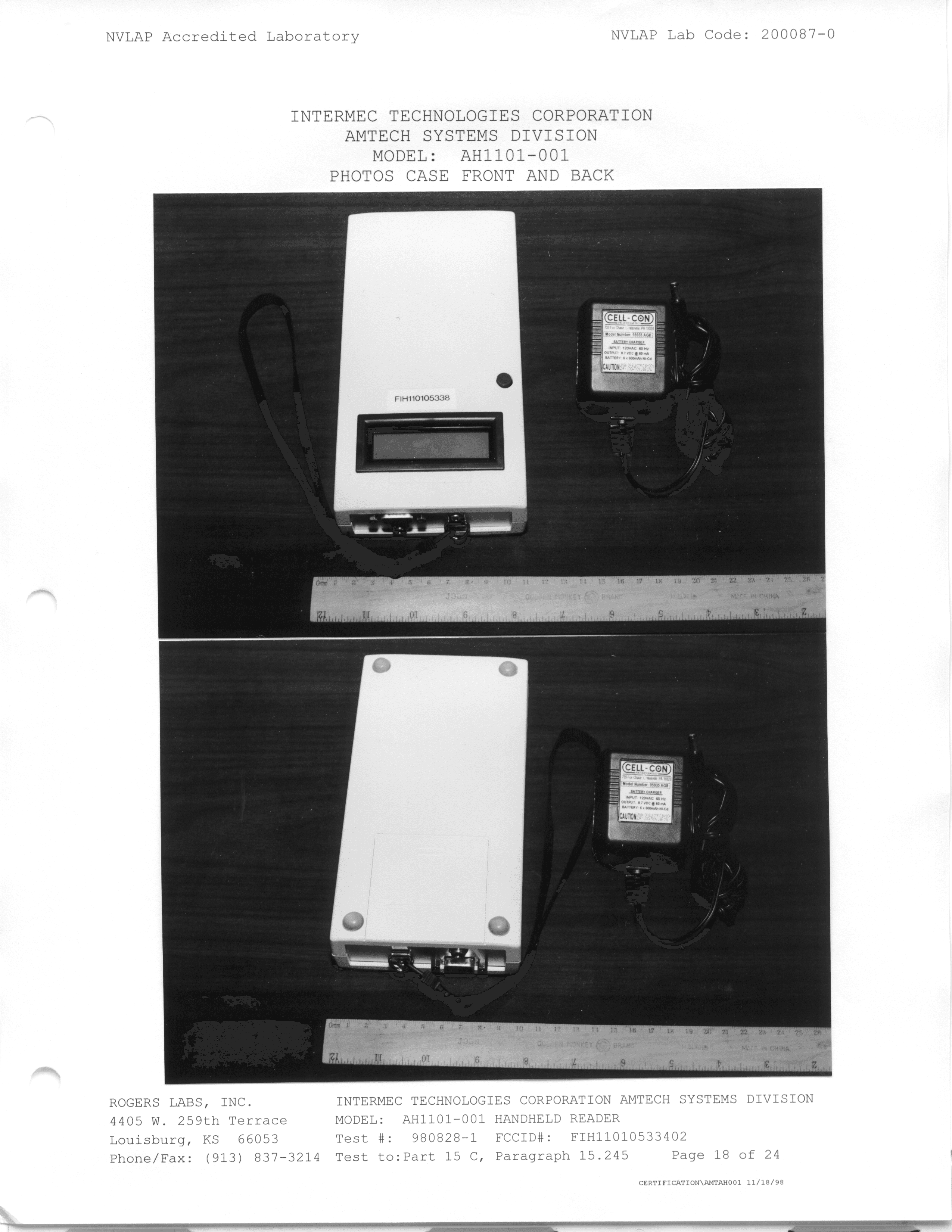 FDS - Part 15 Field Disturbance Sensor - FCC ID FIH11010533402 - TransCore
