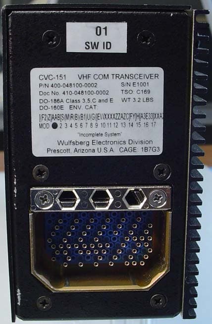 VHF ATC Communication Transceiver - FCC ID FRWCVC-151 - Wulfsberg Electronics Division