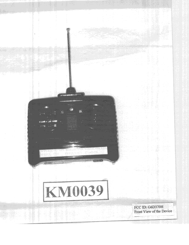 DXX - Part 15 Low Power Communication Device Transmitter - FCC ID G6D370H - New Bright Industrial Co Ltd