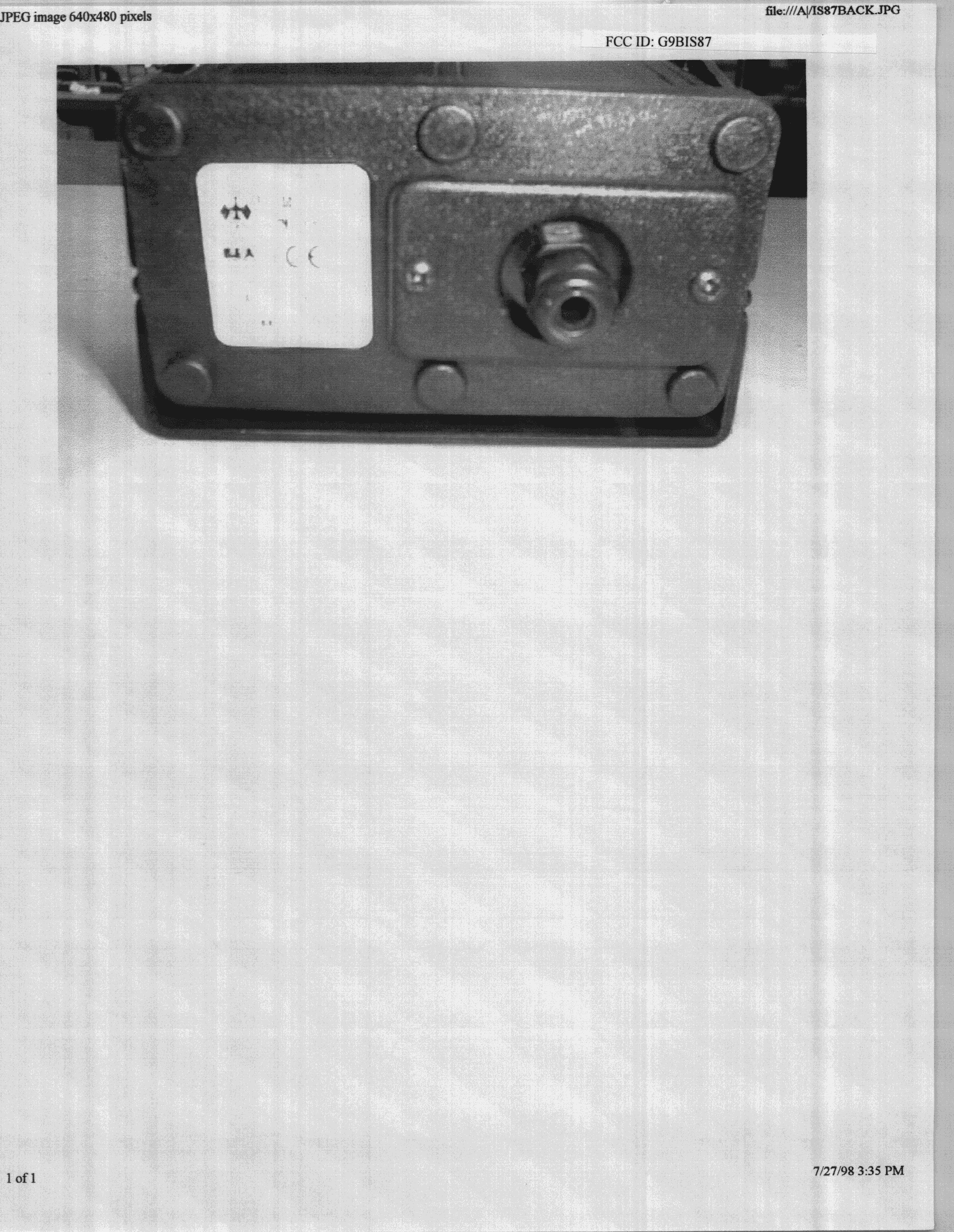 Motion Detection System - FCC ID G9BIS87 - Bureau D' Electronique Appliquee (B.E.A.) Inc (2)