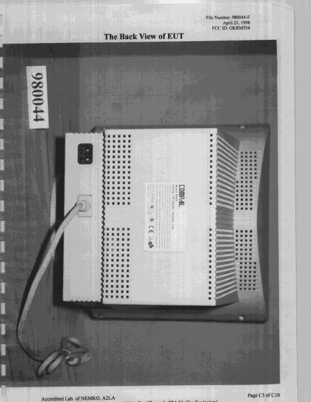 JBP - Part 15 Class B Computing Device Peripheral - FCC ID GKRM454 - Compal Electronics Inc