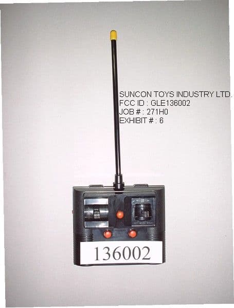 27 MHz R/C Transmitter - FCC ID GLE136002 - Suncon Toys Industry Ltd