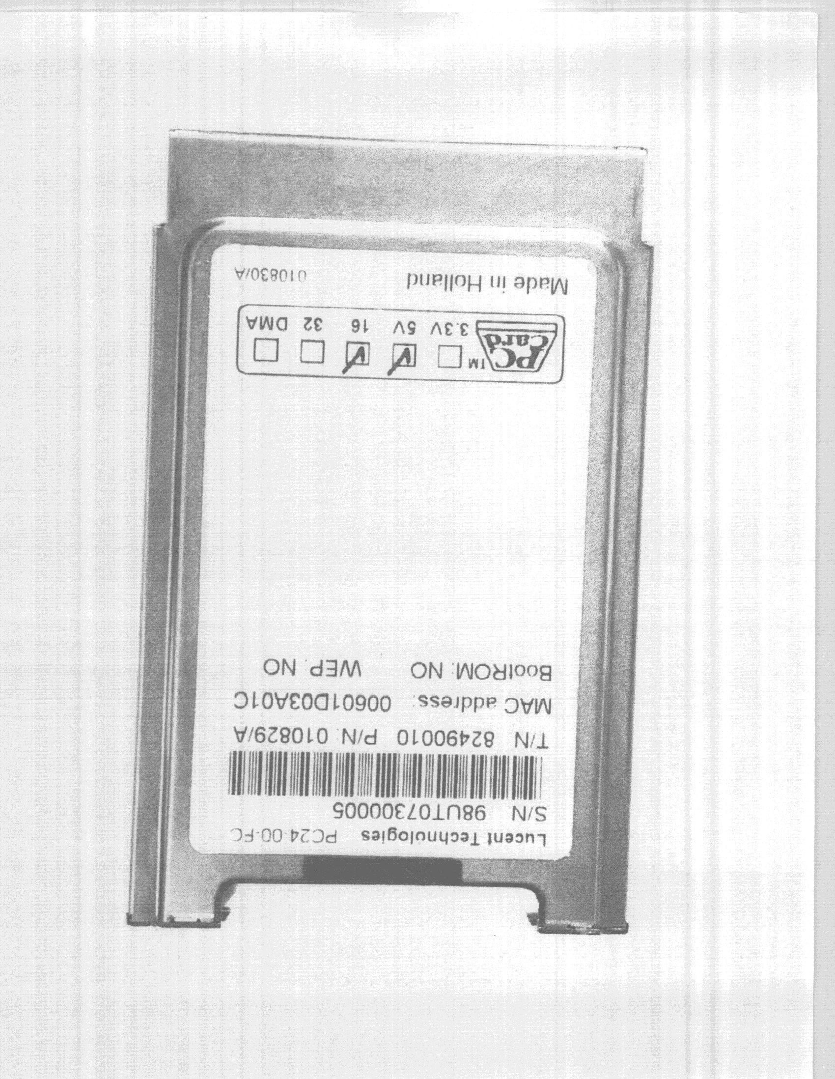 PCMCIA WLAN - FCC ID GM3WLPC24 - Psion Inc