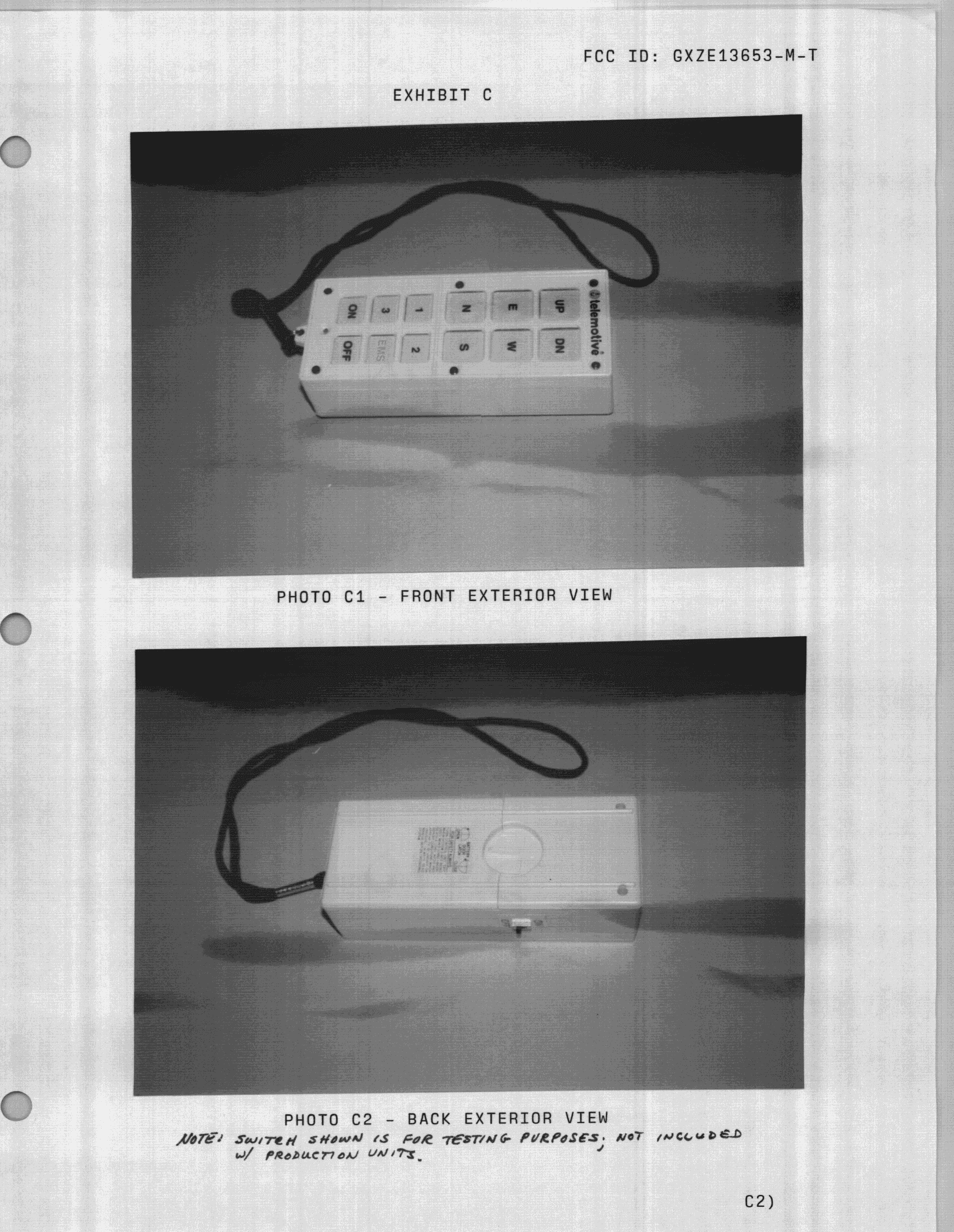 R/C Crane Transmitter - FCC ID GXZE13653-M-T - Telemotive Industrial Controls