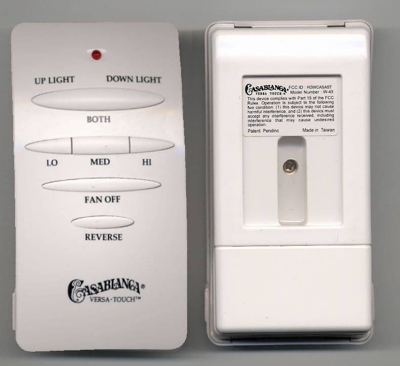 Ceiling Fan and Lamp remote control - FCC ID H2WCASA5T - Hunter Fan Company