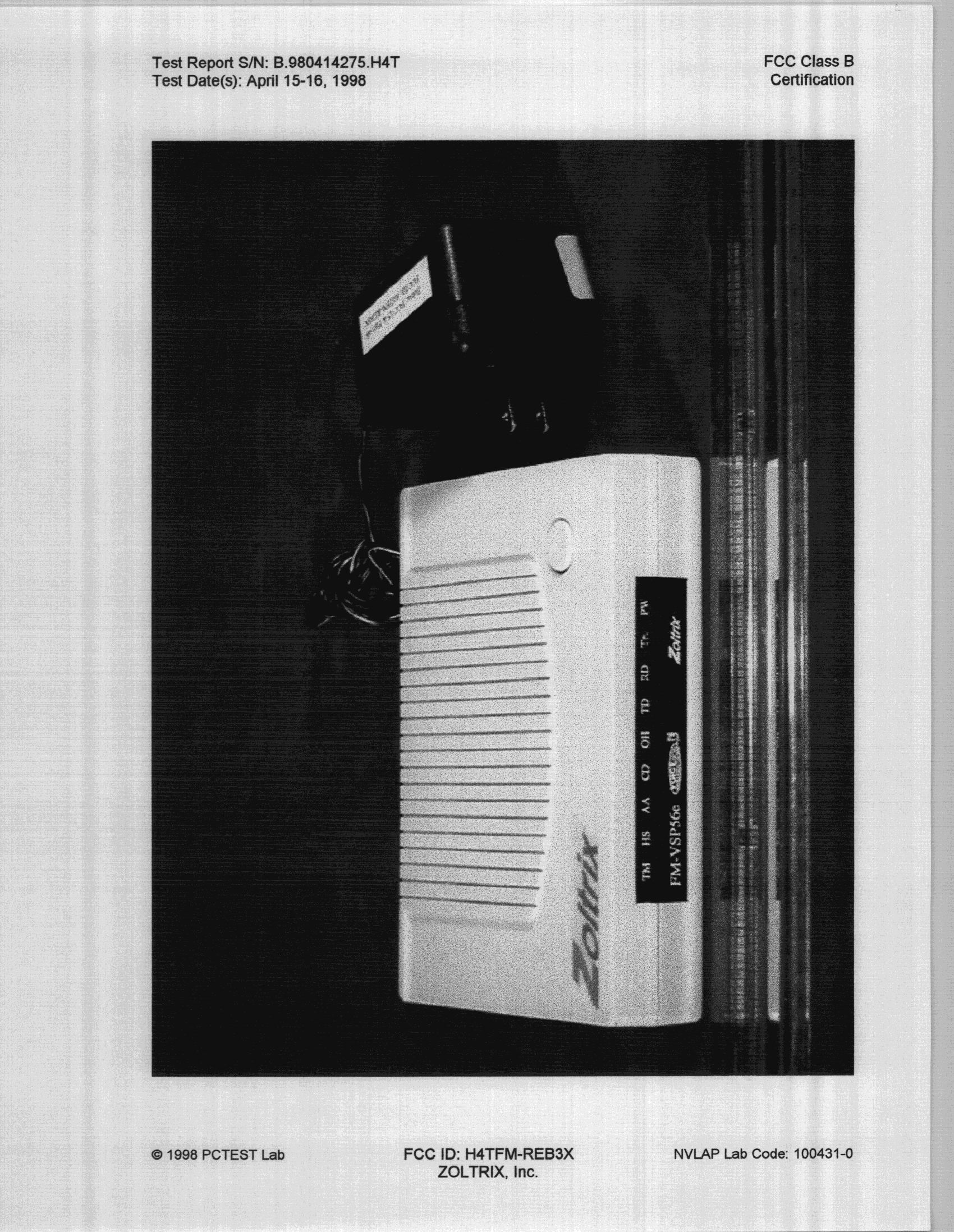 External Data/FAx Modem - FCC ID H4TFM-REB3X - Zoltrix Inc (3)
