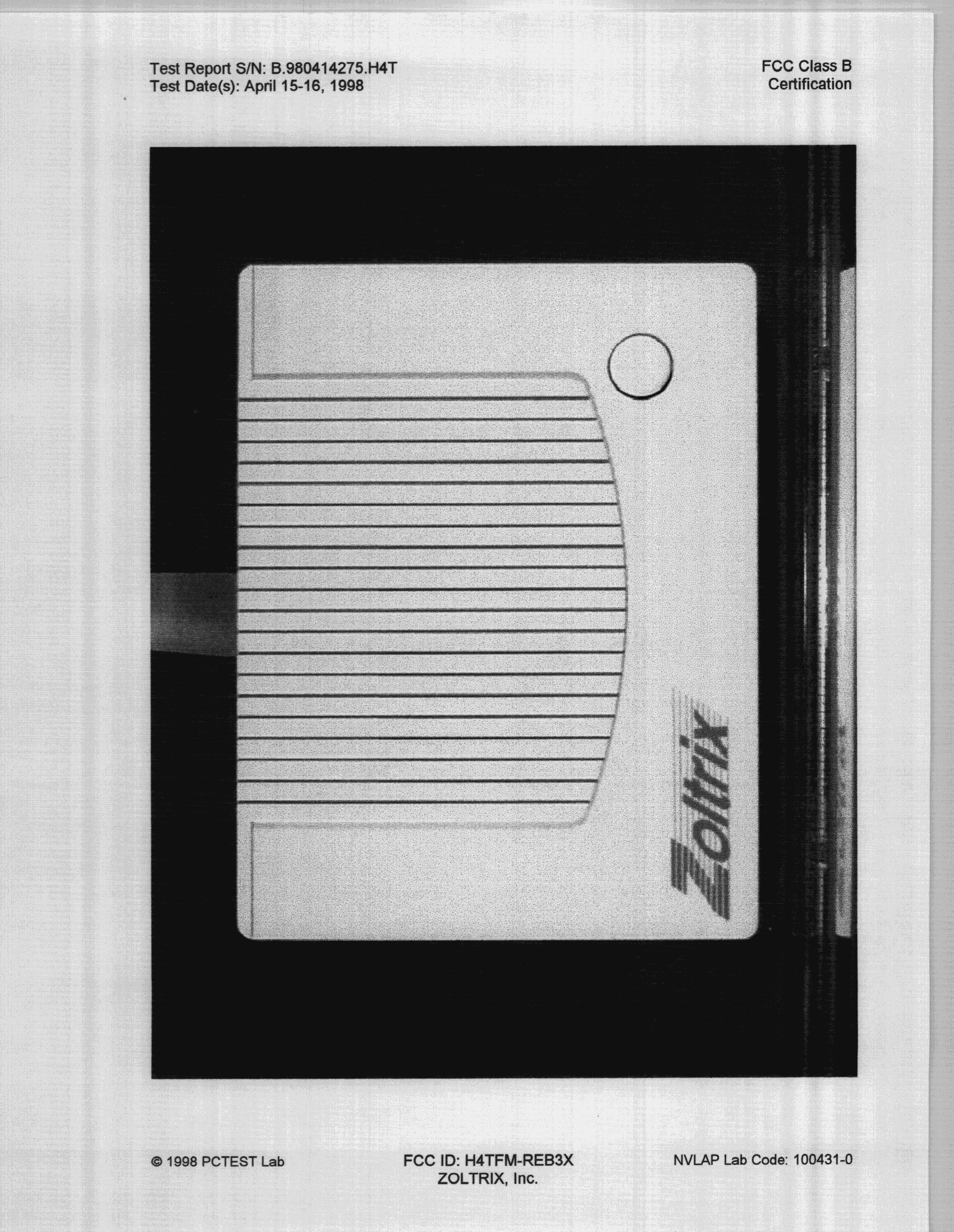 External Data/FAx Modem - FCC ID H4TFM-REB3X - Zoltrix Inc (2)