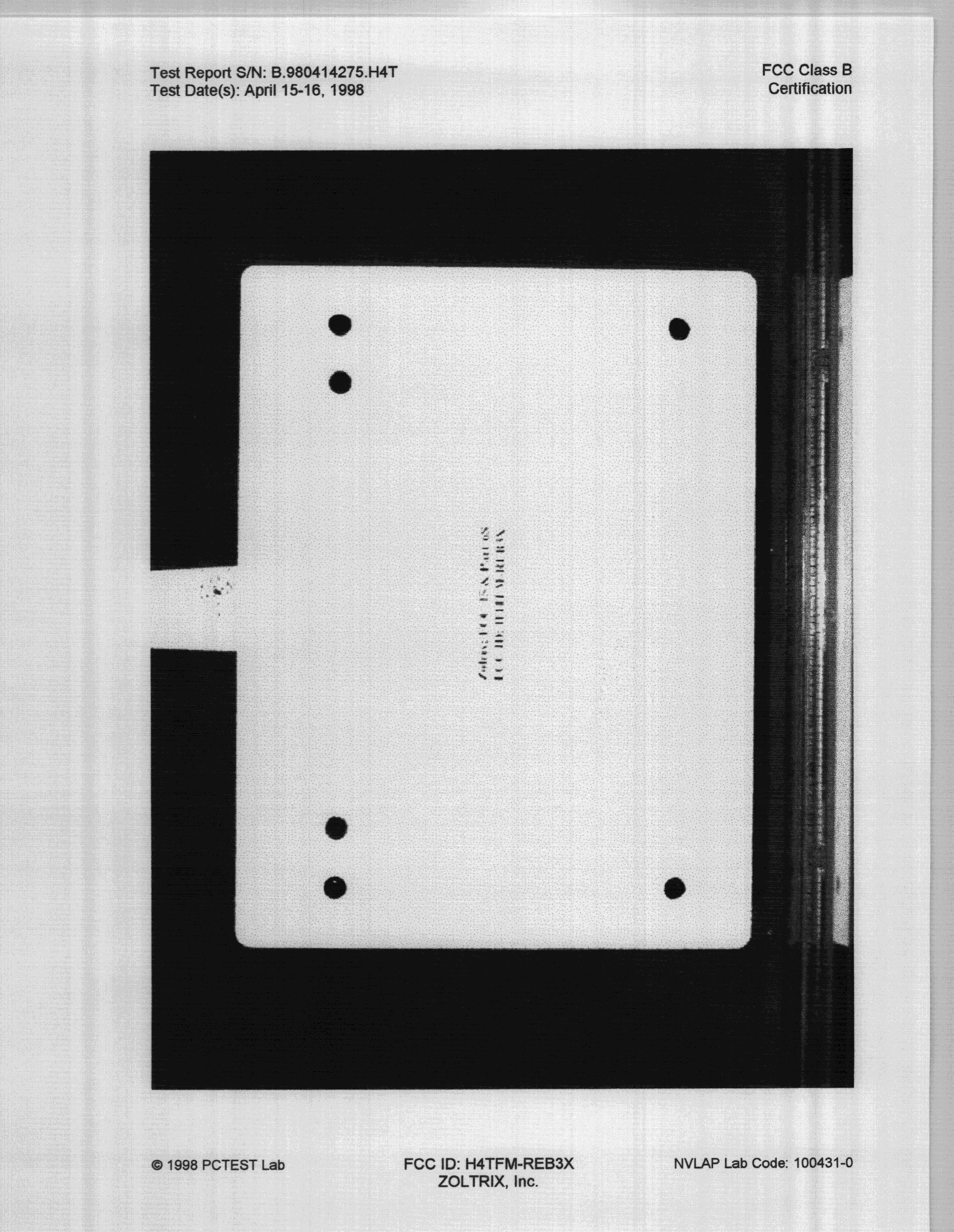 External Data/FAx Modem - FCC ID H4TFM-REB3X - Zoltrix Inc (4)