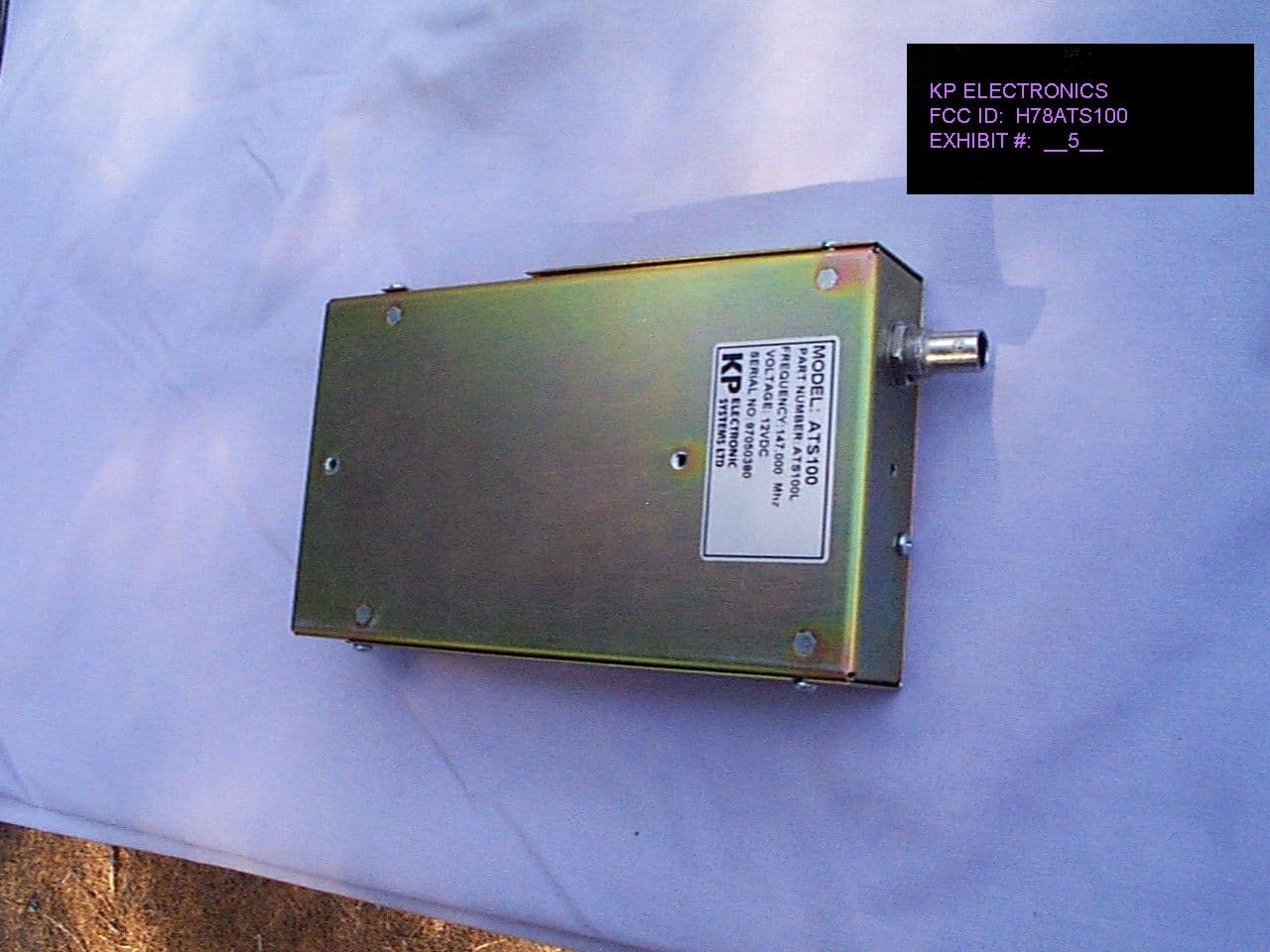 VHF Alarm Transmitter - FCC ID H78ATS100 - KP Electronic Systems Ltd