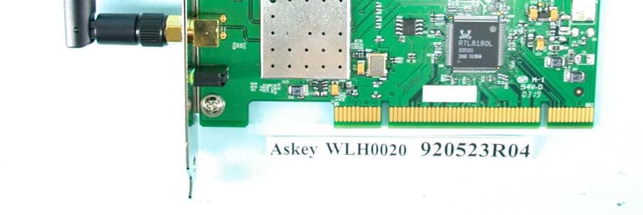 Wireless PCI card - FCC ID H8NWLH0020 - Askey Computer Corp