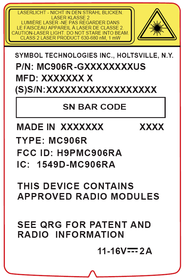 Mobile Data Terminal with two radio modules - FCC ID H9PMC906RA - Symbol Technologies Inc