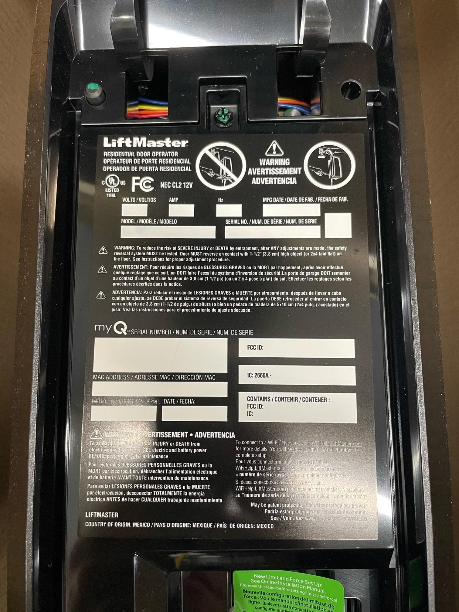 Wall Mount Garage Door Opener - FCC ID HBW0349 - Chamberlain Group LLC, The