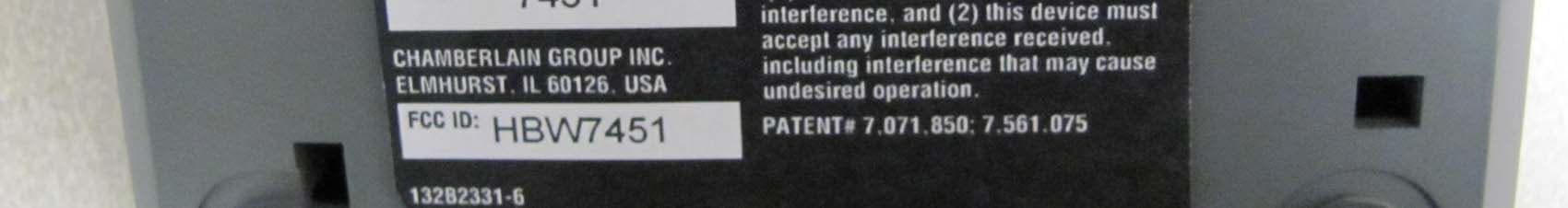 Transceiver - FCC ID HBW7451 - Chamberlain Group LLC, The (2)