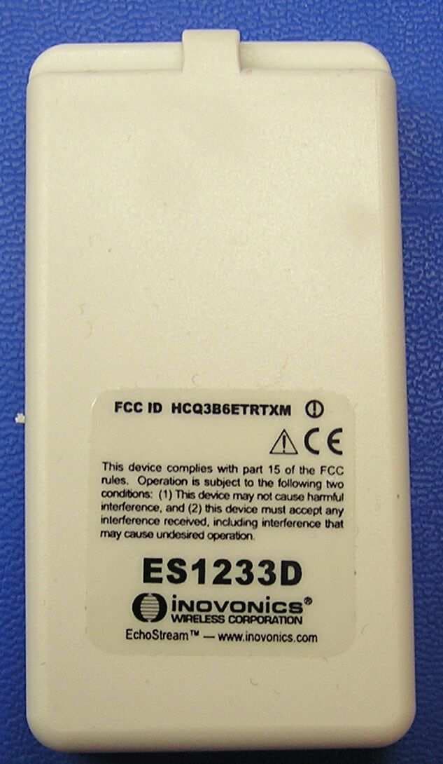 Pendant Transmitter - FCC ID HCQ3B6ETRTXM - Inovonics Wireless Corporation